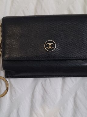 Chanel Black Quilted Leather Wallet-on-Chain